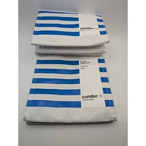Condor Business Class Airline Cooling Bag Travel Organizer Blue White Stripe 2pc